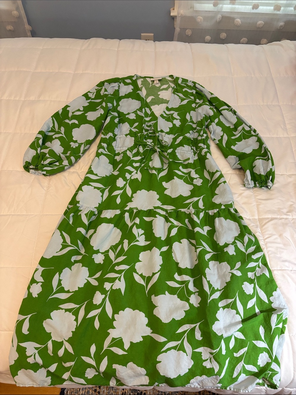 Kate Spade x Target Green & light blue floral Maxi Dress with Tie Waist